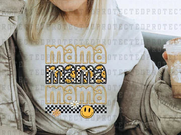 Mama Checkered Smiley Tee & Sweatshirt
