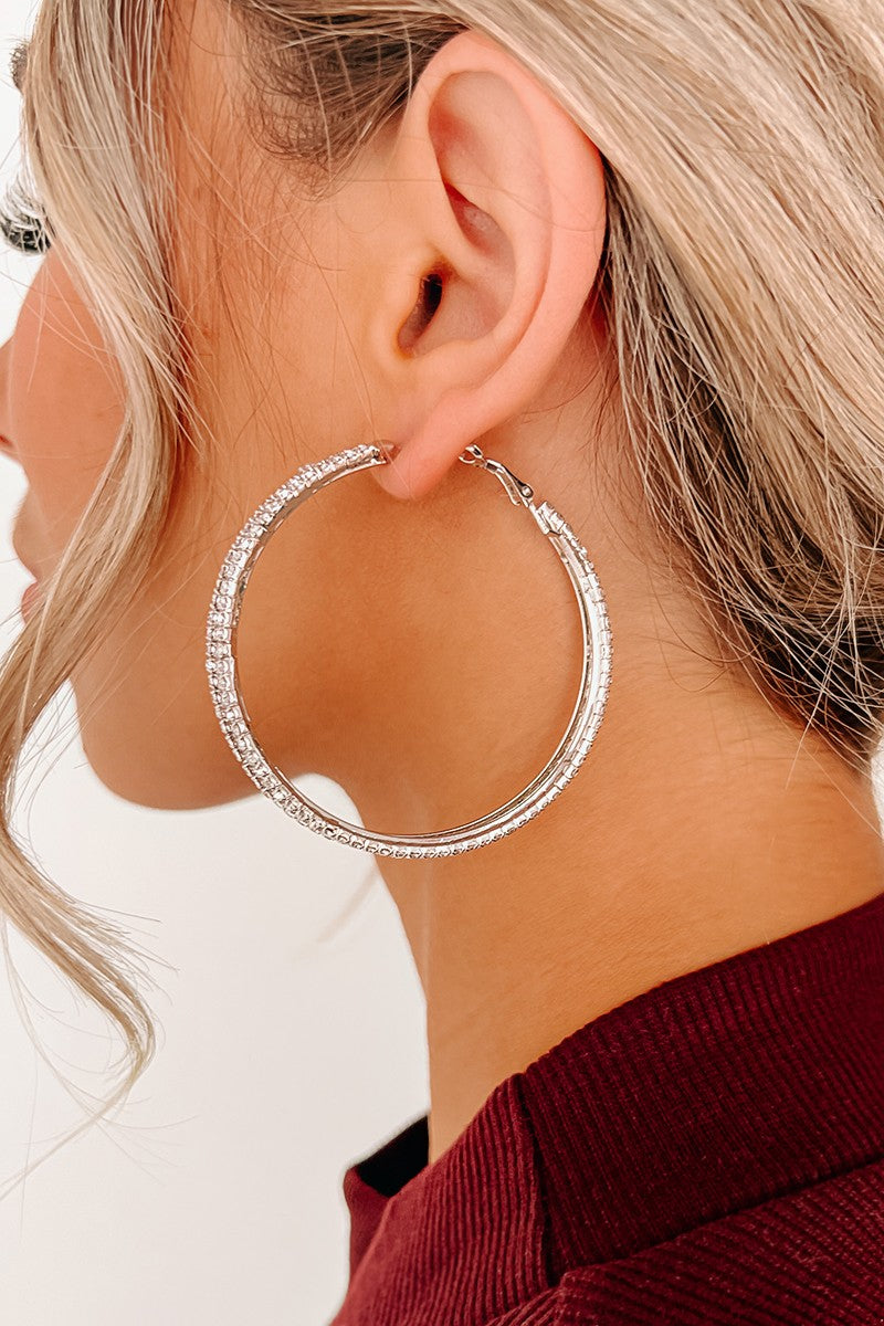 Double Hoop Silver Earrings