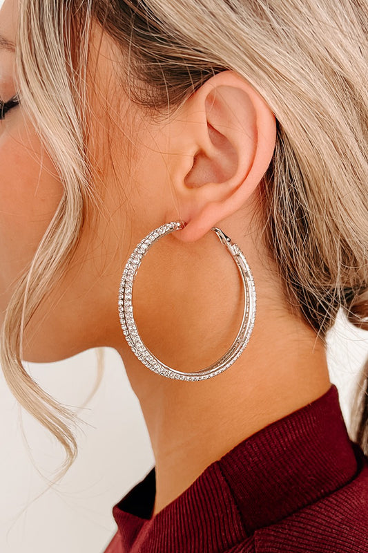 Double Hoop Silver Earrings