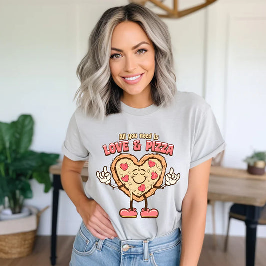 Love and Pizza: The Perfect Duo on our Graphic Tee