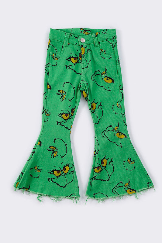 Green Grinch Wide Leg Jeans