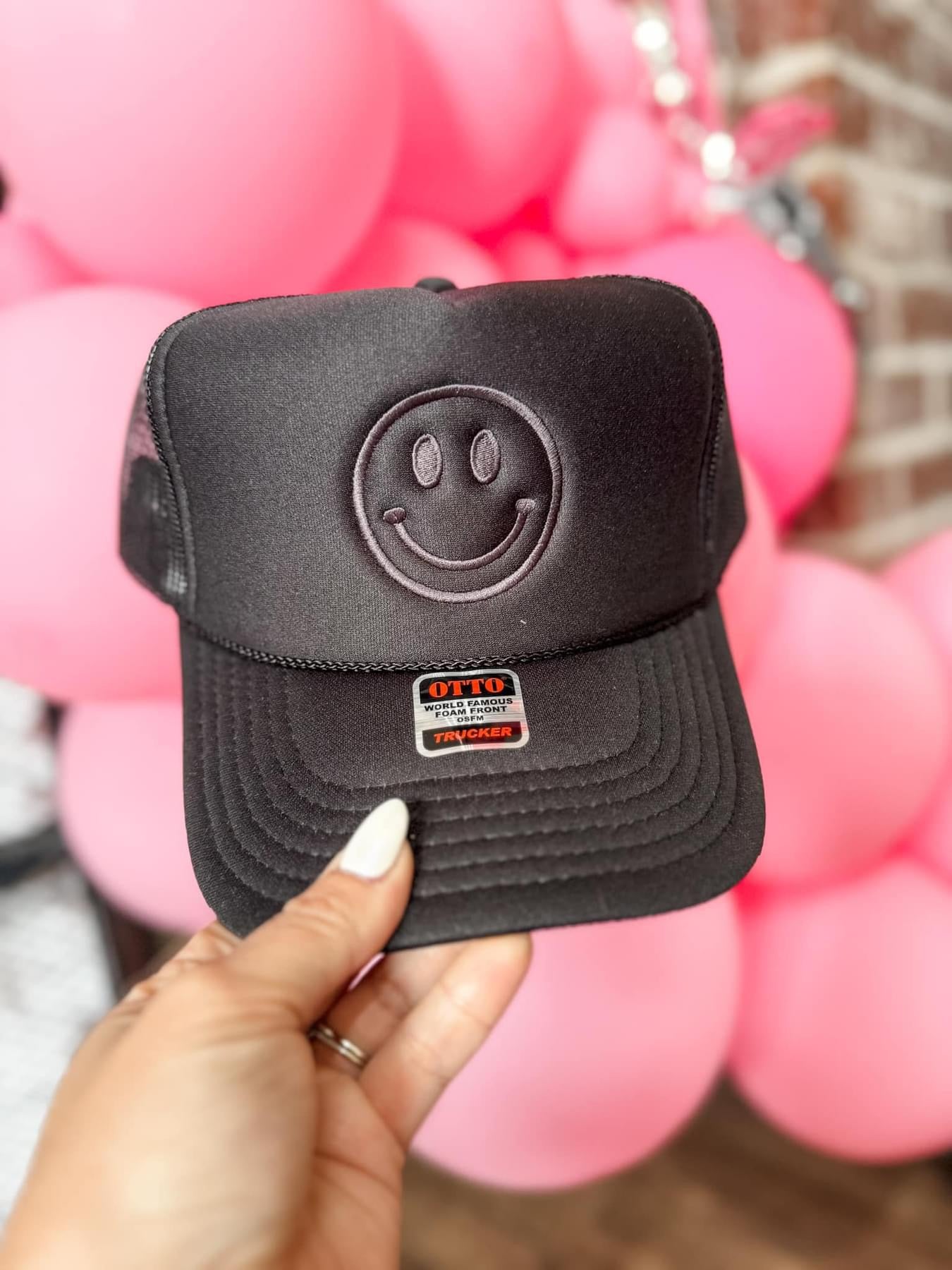 Smiley Embroidered Trucker Hat