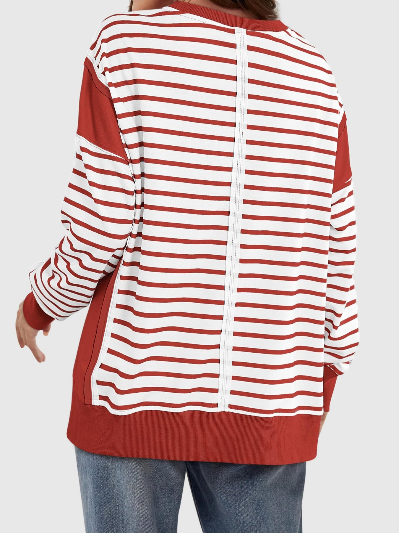 Exposed Seam Striped Sweatshirt