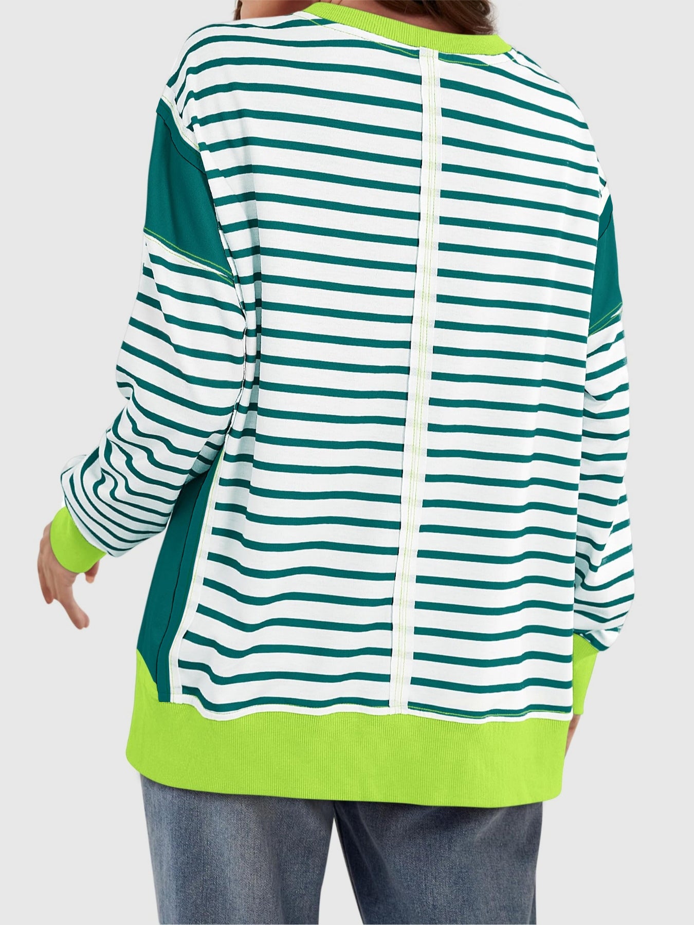 Exposed Seam Striped Sweatshirt