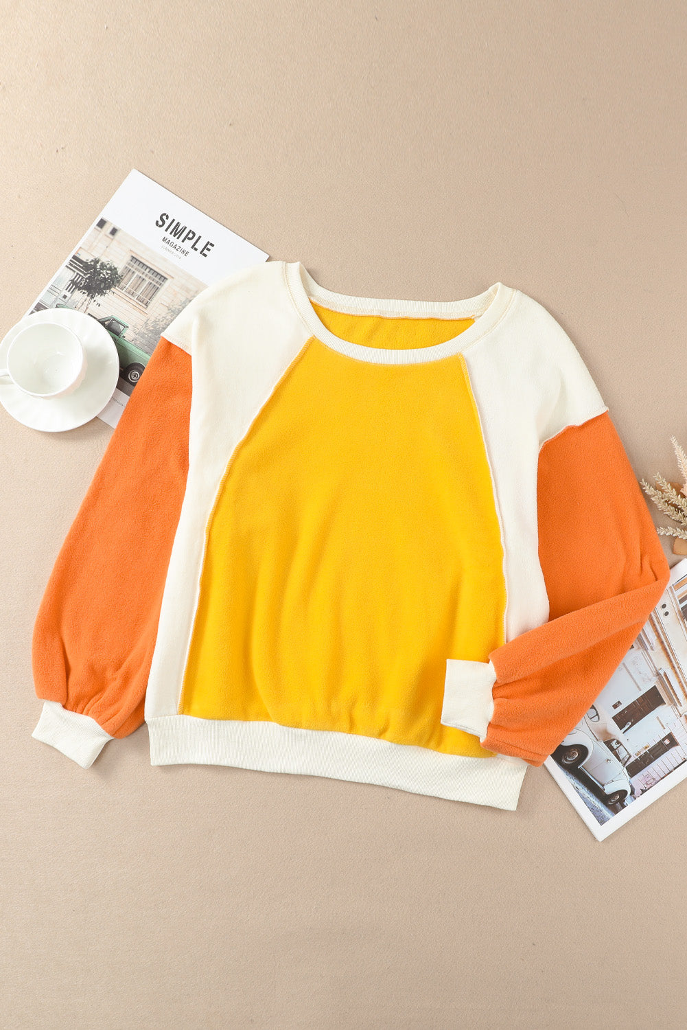 Dropped Shoulder Color Block Sweatshirt