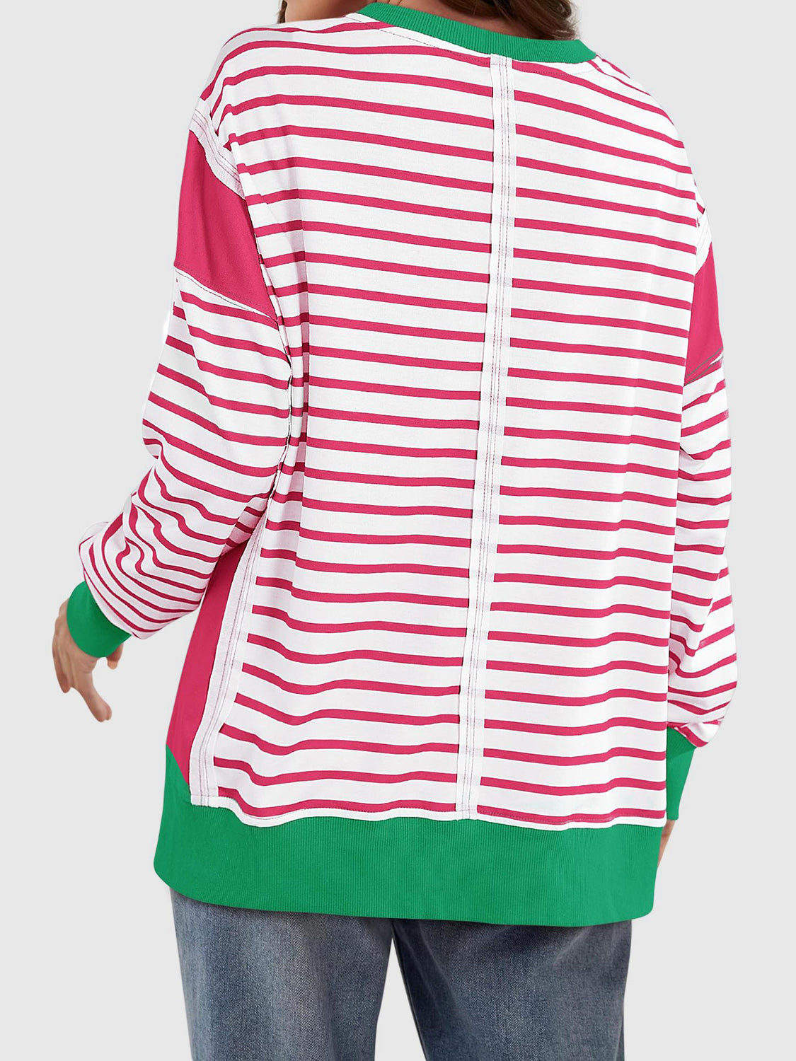 Exposed Seam Striped Sweatshirt