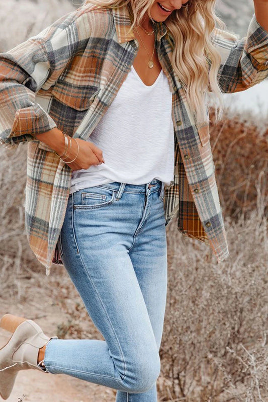 Gold Flame and Grey Plaid Flannel