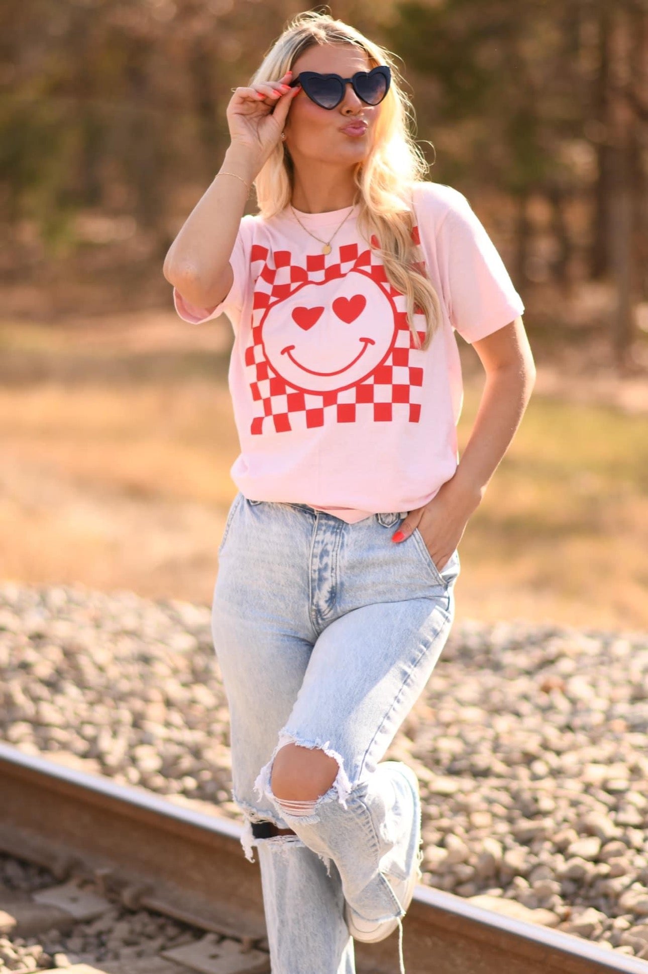 Checkered Smiley T-Shirt