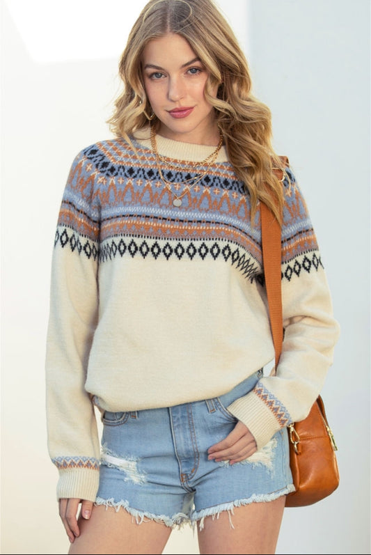 Multicolor Geometric Sweater