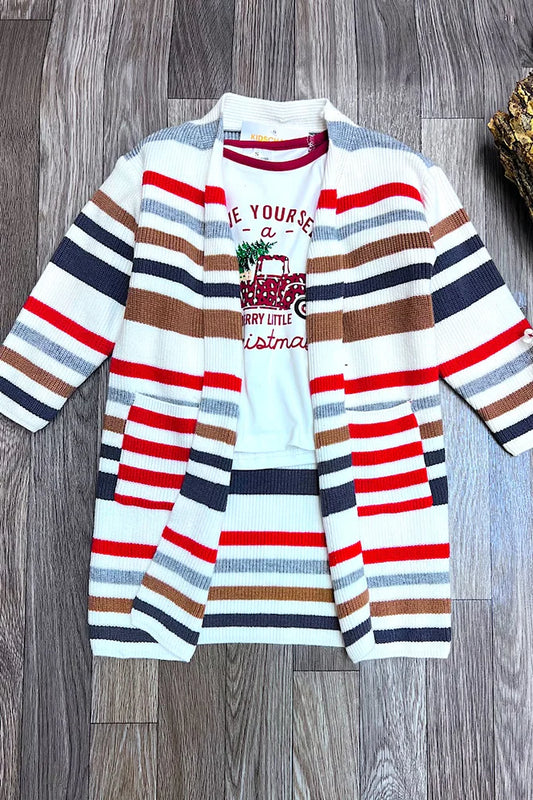 Children's Multi-Color Striped Knit Cardigan