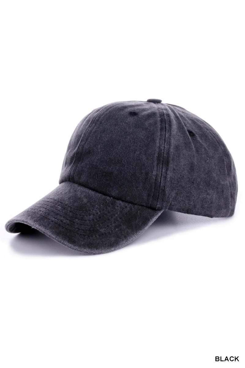 Vintage Wash Casual Baseball Hat • Black or Mocha