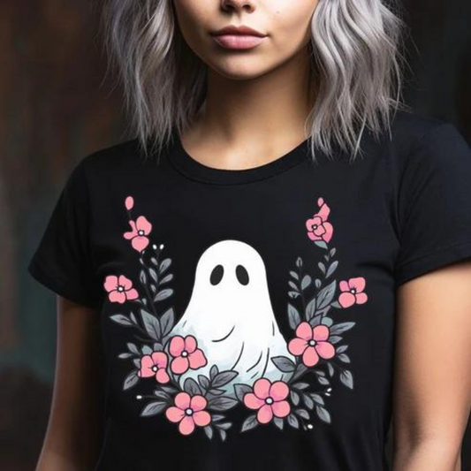 Ghost is Pink Flower Patch Shirt