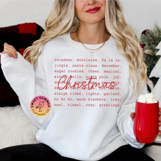 Christmas Words Holiday Graphic Shirt