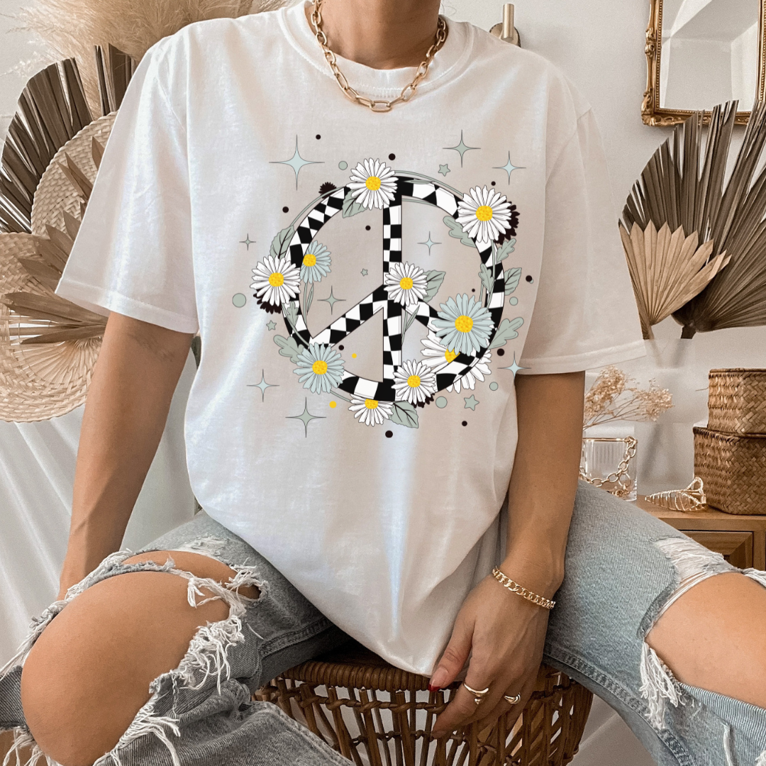 Checkered Peace T-Shirt