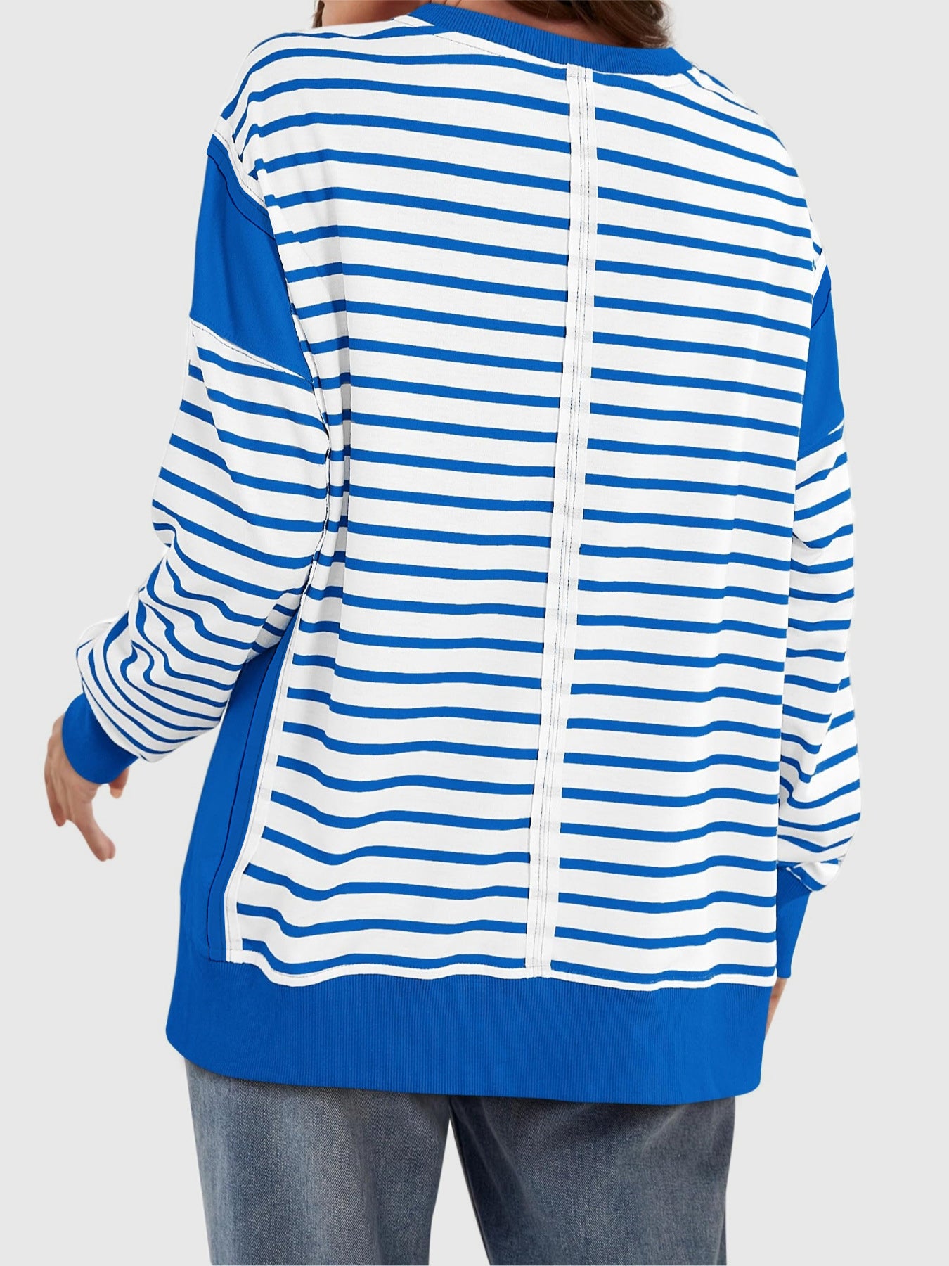 Exposed Seam Striped Sweatshirt