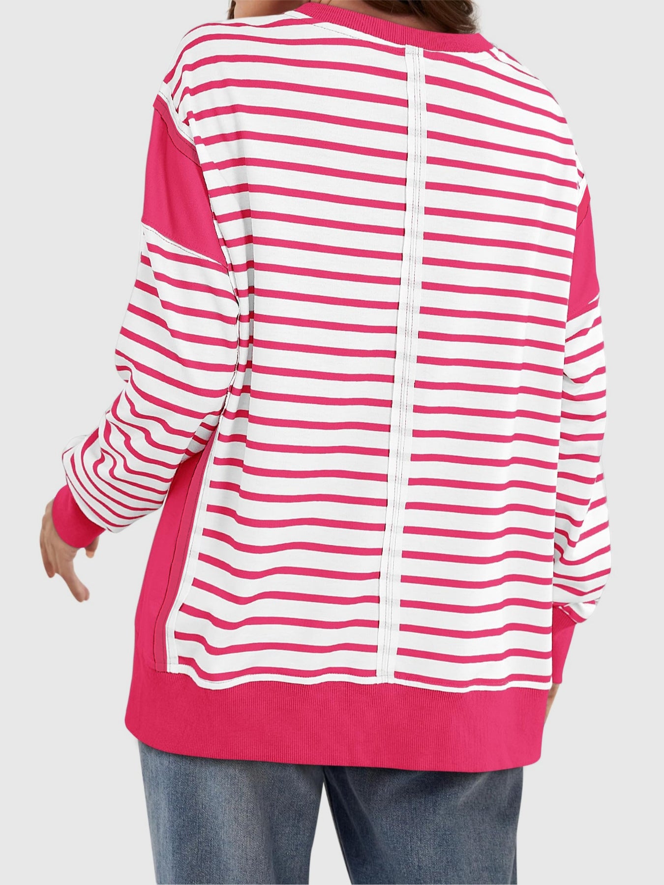 Exposed Seam Striped Sweatshirt