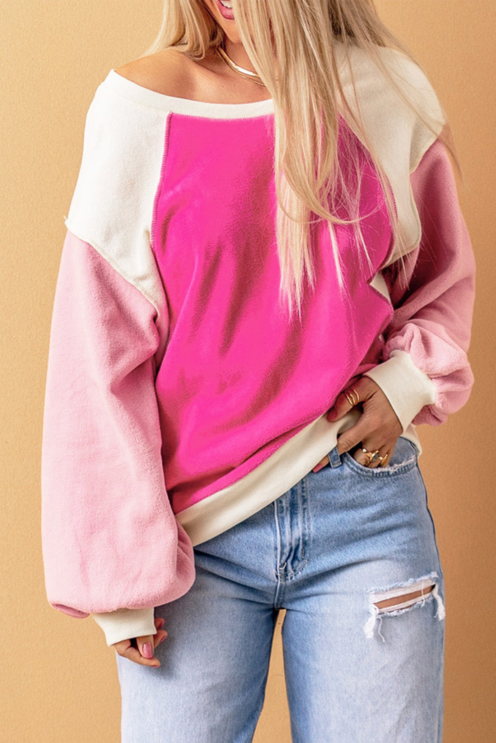 Dropped Shoulder Color Block Sweatshirt