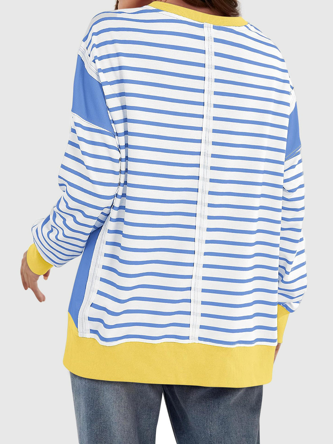 Exposed Seam Striped Sweatshirt