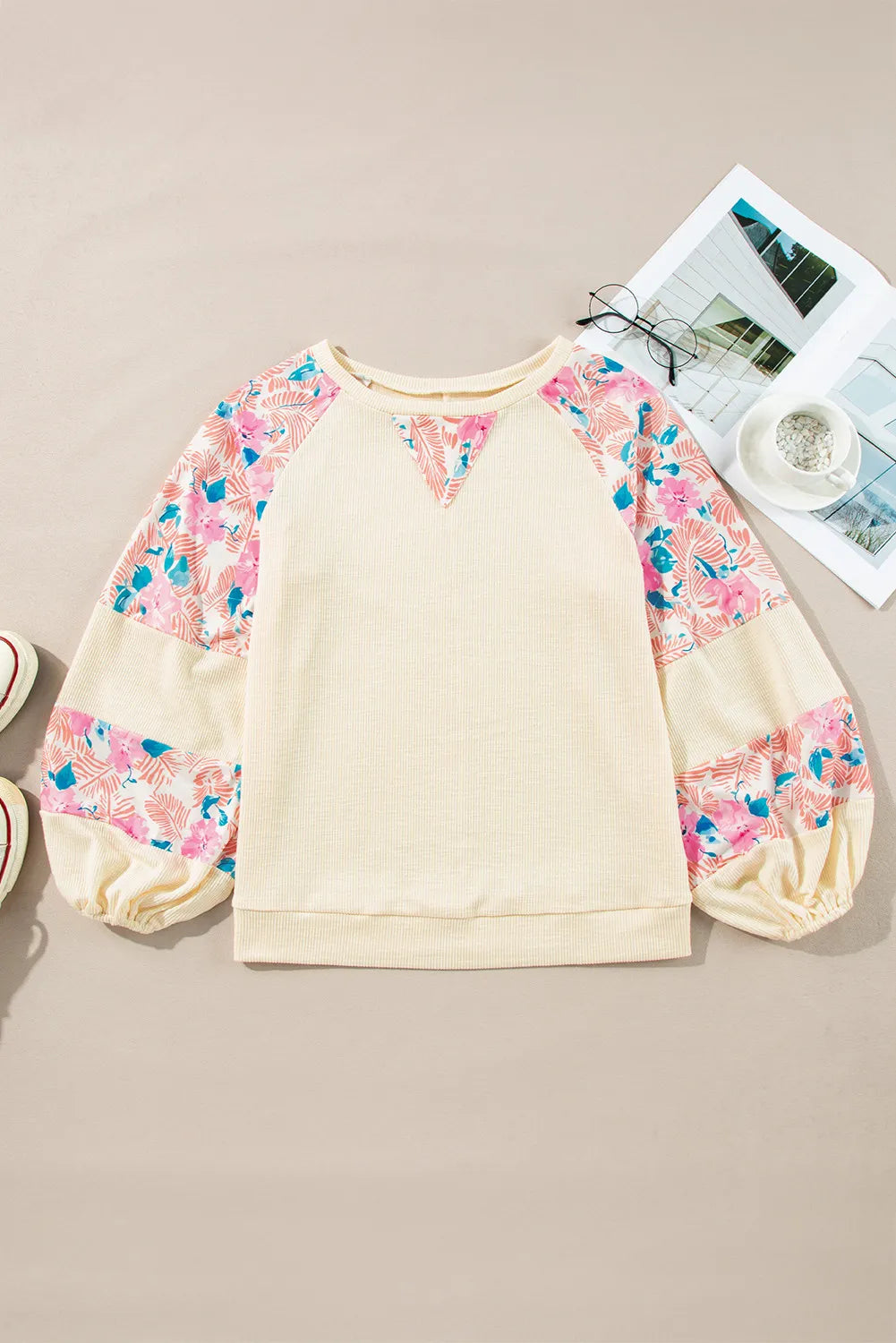 Printed Balloon Sleeve Blouse