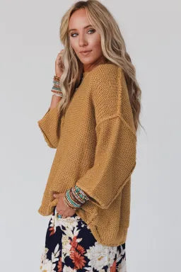 Slouchy Textured Knit Sweater
