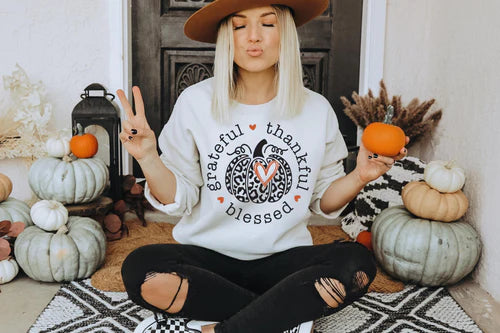 Grateful, Thankful, Blessed Graphic T-Shirt or Crewneck