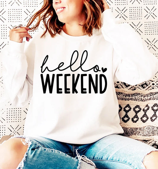 Hello Weekend Vibes: Graphic Tee for Your Casual Escape