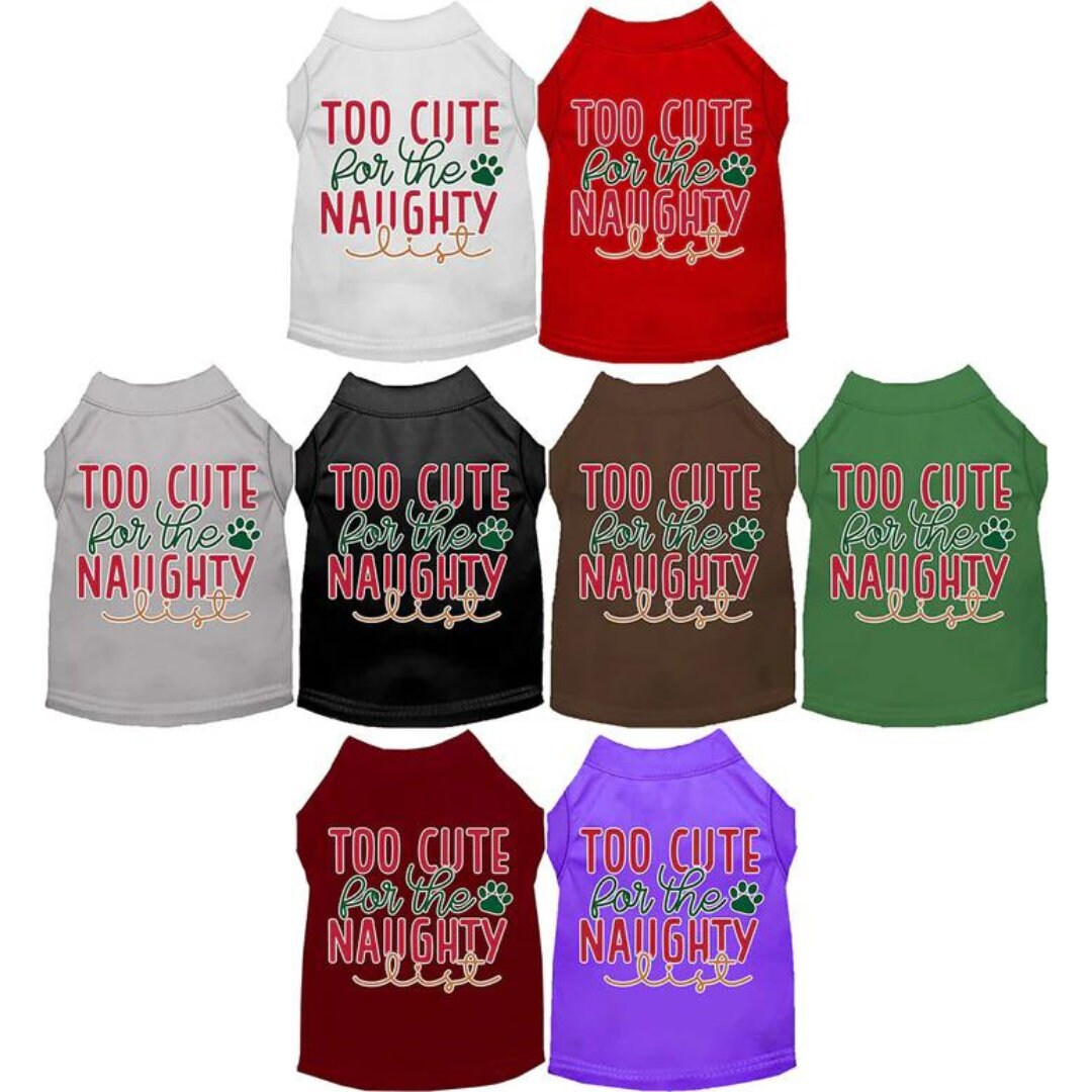 Too Cute for the Naughty List Pet Shirt, Pet Clothes