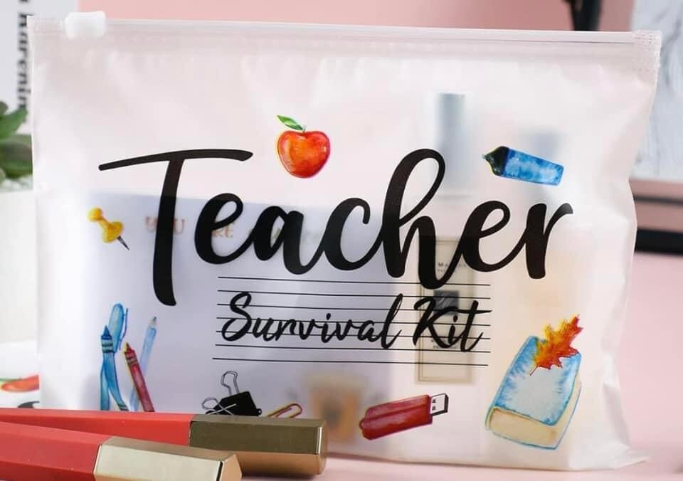 Teacher Gift Bag, Reusable Waterproof Gift pouch, Gift Card Holder, Teacher Pencil Case