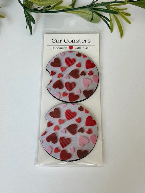 Car Coasters, Set of 2 Coasters, Retro Mushroom Car Coasters, Paw Print, Boho Rainbow, Trendy Cat Coasters, Neoprene Absorbent Coasters