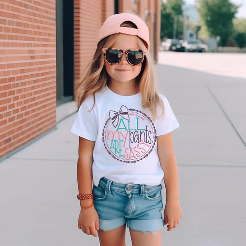 Toddler Girls All my pants are sassy T-Shirt, Youth T-Shirt, back to school, Trendy Kids Fashion