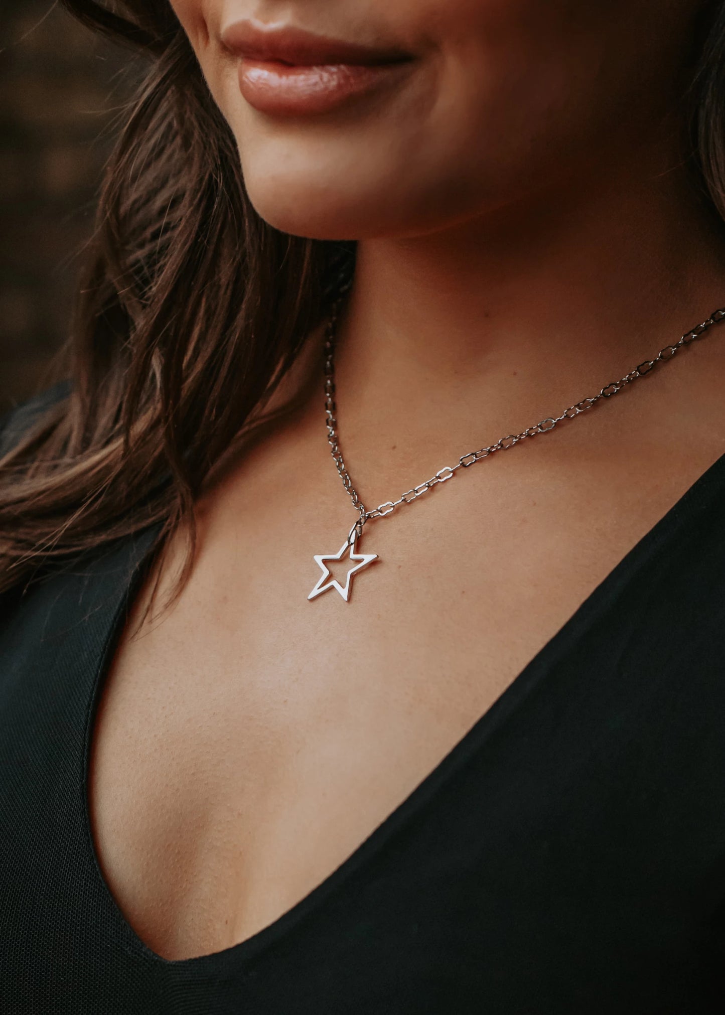 Silver Chain Necklace w/ Star Pendant